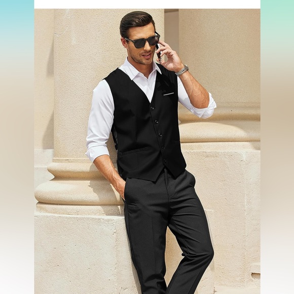 NWT COOFANDY Casual Dress Suit Vest Slim Fit - Picture 8 of 9